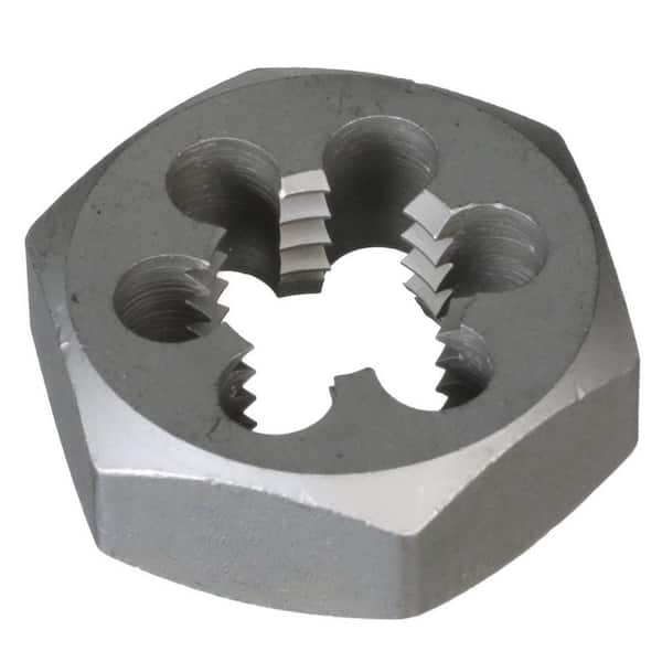 Bright Uncoated Drillco 3360E Series Carbon Steel Hexagon Rethreading Die Finish 1-7/16 Width M18 x 2 