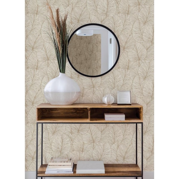 Eilian Gold Palm Vinyl Non-Pasted Textured Non Woven Repositionable Wallpaper