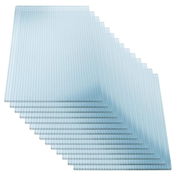 Tunearary Outdoor Garden 2 x 4 ft Waterproof UV Reinforced Double Wall Polycarbonate Clear Sheet, 14 Pieces