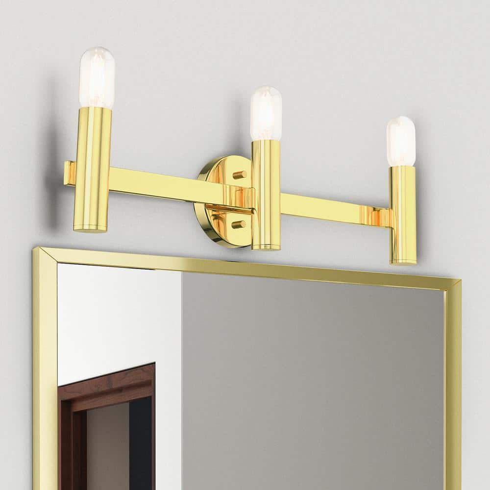 Polished Brass 3-Light Vanity with Steel Frame