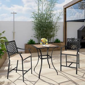 Square 36.5 in. Wood Outdoor Bistro Table Bar Table for Garden Backyard