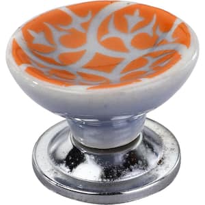 Swirl Design 1-1/2 in. Orange Cupped Cabinet Knob