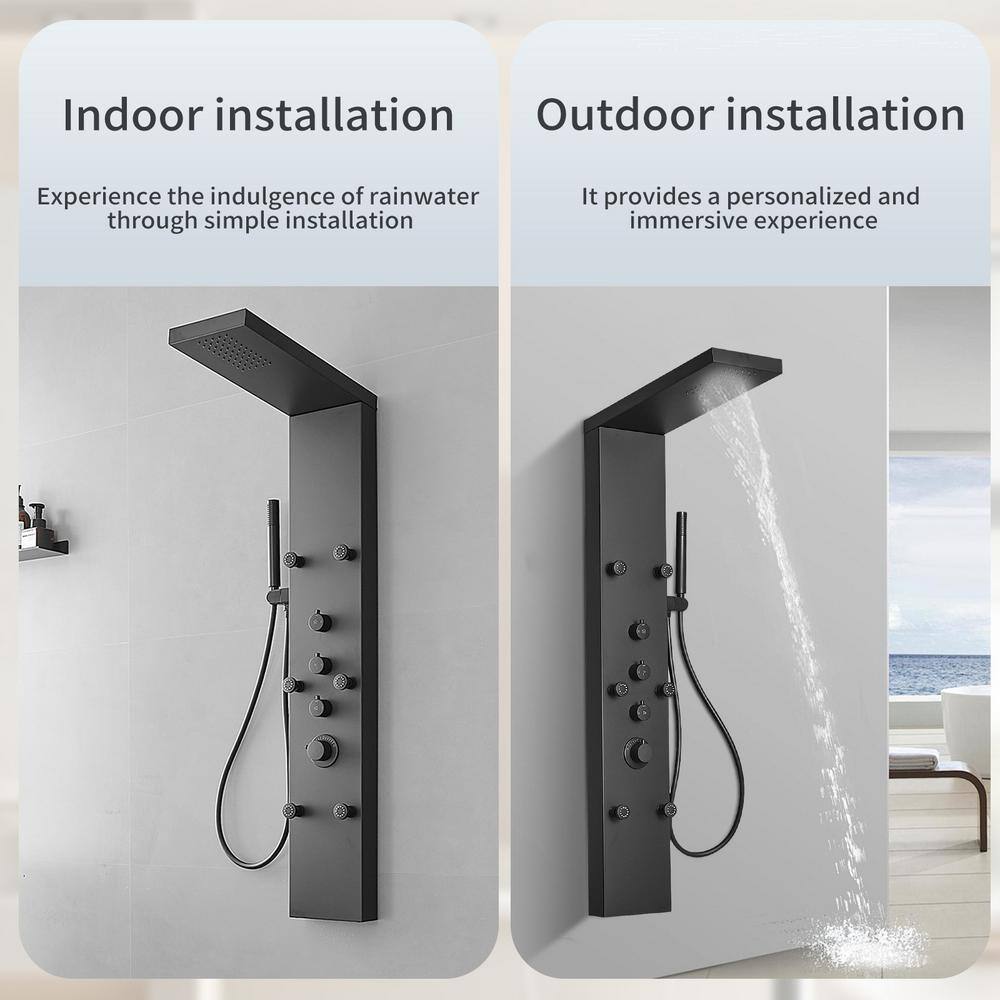 Matte Black 47'' Stainless Steel Shower Panel with Jets