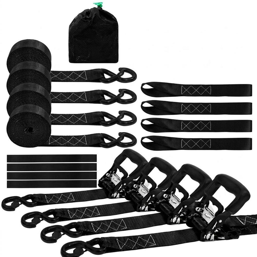 15 ft x 1.5 in Ratchet Tie Down Straps Heavy Duty S-Hook Motorcycle Tie Down Fastener 4-Pack price history on PriceWatchPro