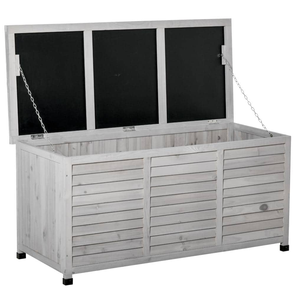 75 Gallon Solid Wood Deck Box with Weather Resistant Finish and Slatted Bottom in Grey price history on PriceWatchPro