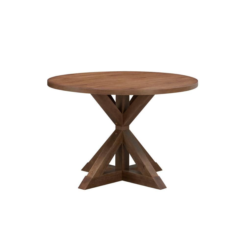 Diana Vintage Honey Wood 47.25 in. Pedestal Dining Table Seats 4