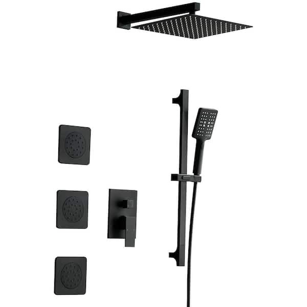 Utopia 4niture Roy 12 in. Shower Head 3-Jet Shower System with Handheld Shower in Matte Black