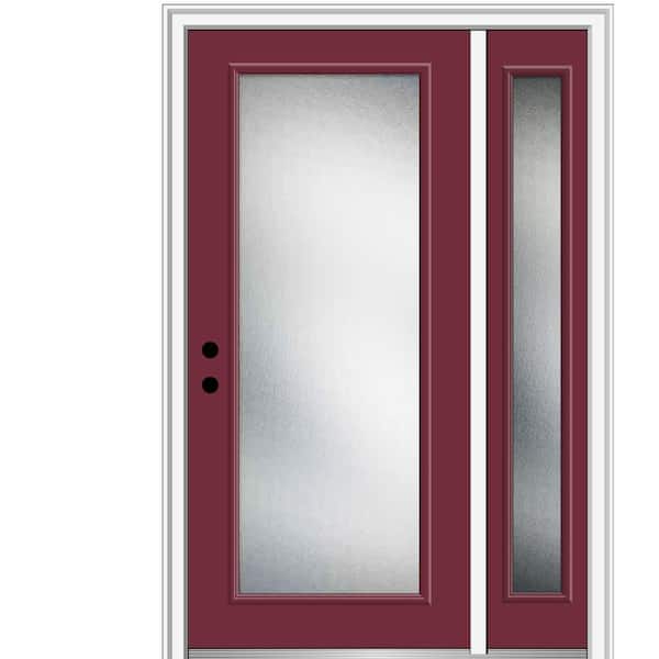 MMI Door 51 in. x 81.75 in. Micro Granite Right-Hand Inswing Full Lite Decorative Painted Fiberglass Smooth Prehung Front Door