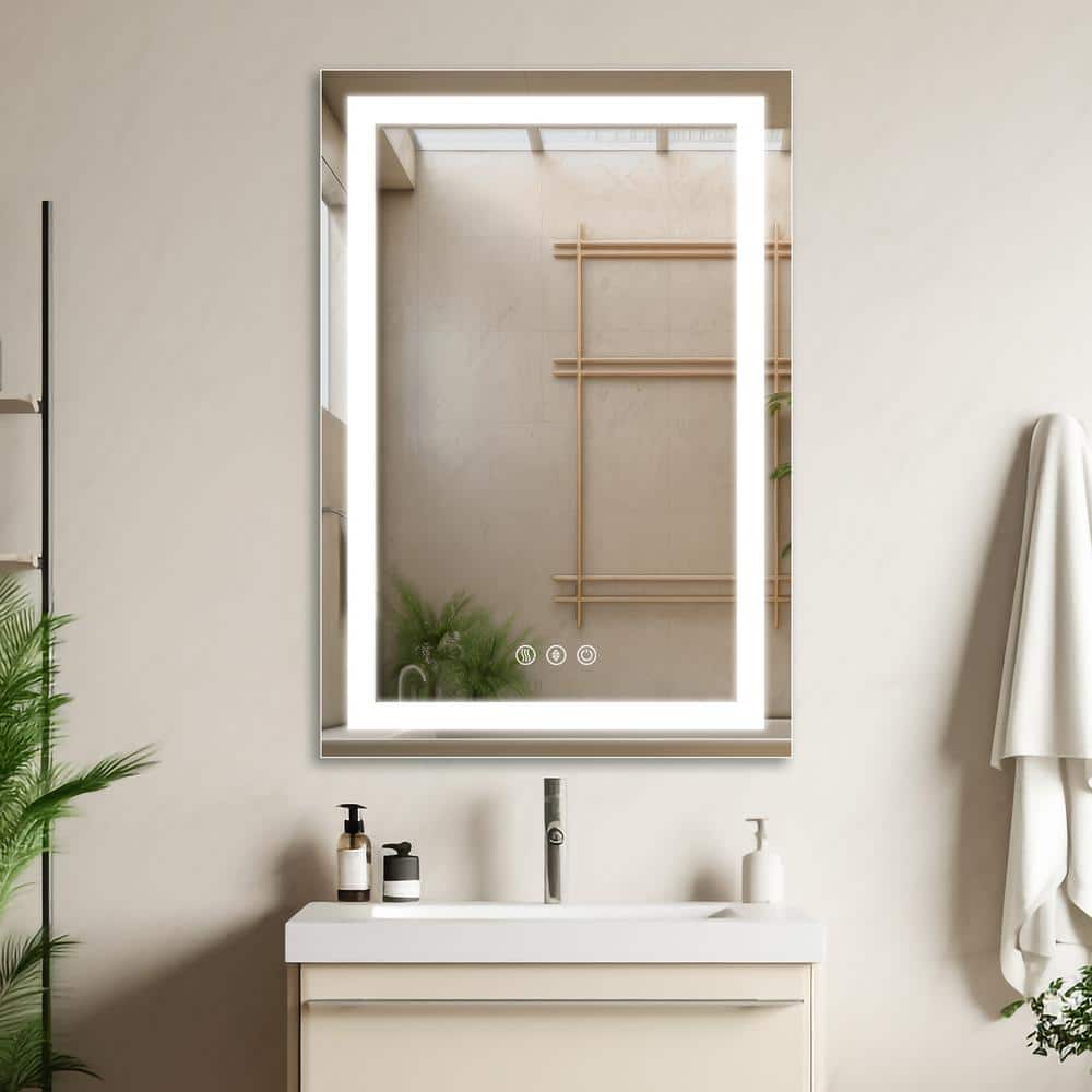 24 in. W x 36 in. H Rectangular Frameless Wall Mount Bathroom Vanity Mirror