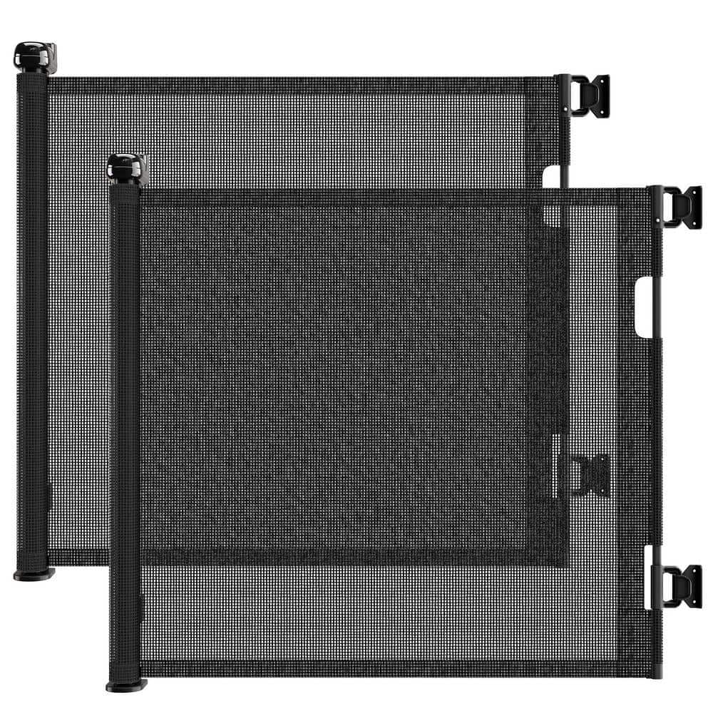 Avex Black 33 in. H x 55 in. W Retractable Mesh Dog Gate for Doorways (Set of 2)