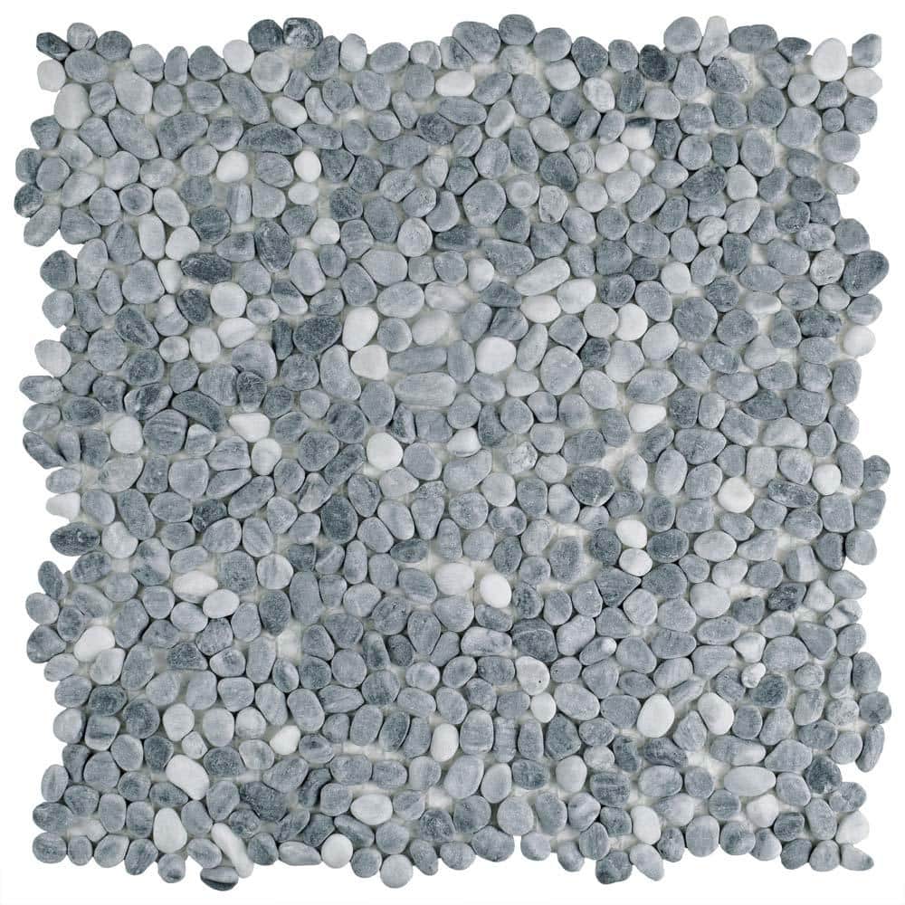 Merola Tile Pebblini Cloud Grey 12-1/4 in. x 12-1/4 in. x 7 mm Pebble ...
