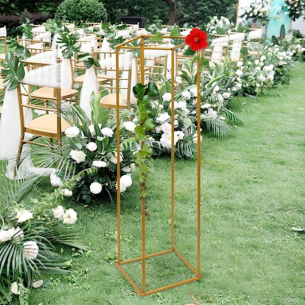 YIYIBYUS 23.62 in. x 9.44 in. Gold Metal Column Flower Floor Stand Flower  Arrangement Wedding Party Centerpiece (4-Pieces) HG-ZJ-7665 - The Home Depot