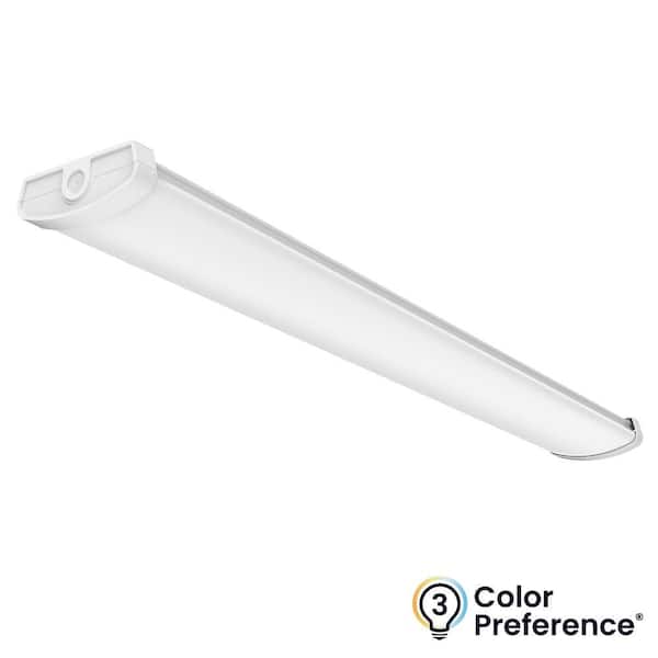 46 in. x 6 in. White Commercial LED Wrap Light Fixture 120-277V 3500K 4000K 5000K Lumen Boost Dimmable Warehouse Light