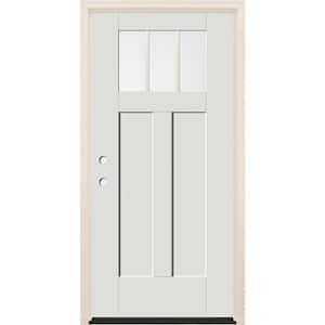 36 in. x 80 in. Right-Hand 3-Lite Clear Glass Alpine Painted Fiberglass Prehung Front Door with 6-9/16 in. Frame
