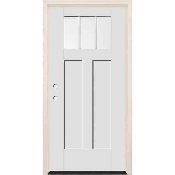 Builders Choice 36 in. x 80 in. Right-Hand 3-Lite Clear Glass Alpine Painted Fiberglass Prehung Front Door with 6-9/16 in. Frame