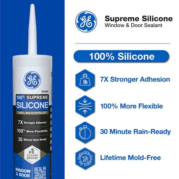 GE Supreme Silicone Caulk 10.1 oz Window and Door Sealant White