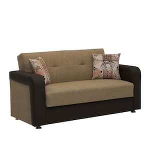 Opera Collection Convertible 67 in. Brown Leatherette 2-Seater Loveseat with Storage