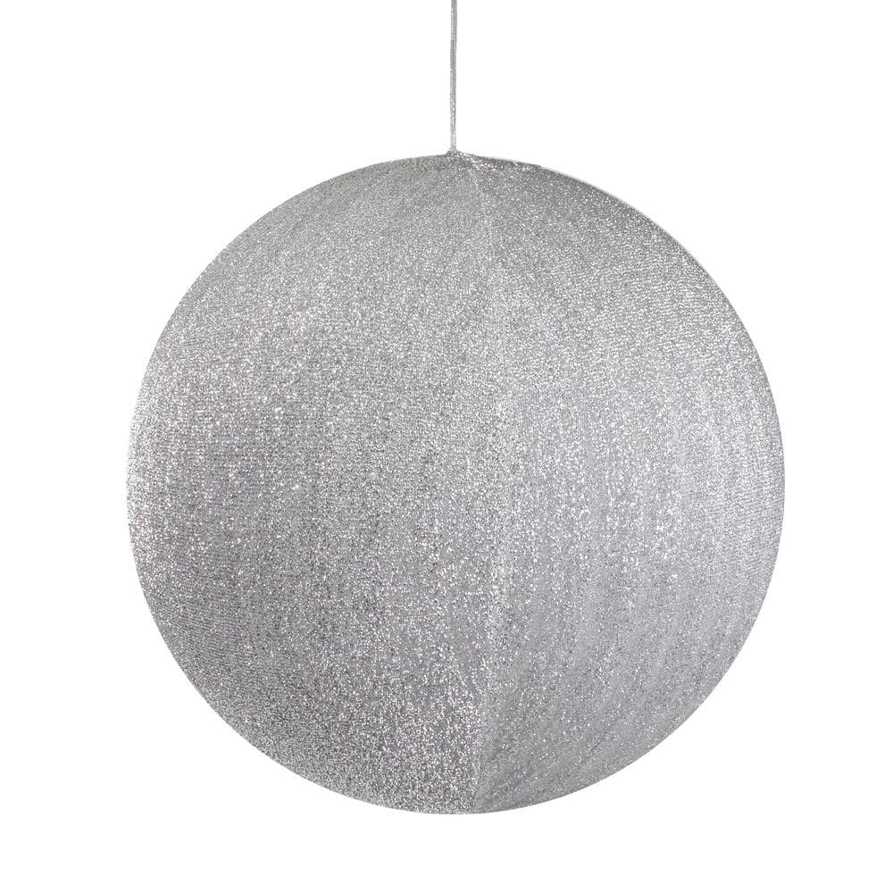 Northlight Tinsel Inflatable Christmas Ball Ornament Outdoor Commercial Decoration - 19.5 in. Silver