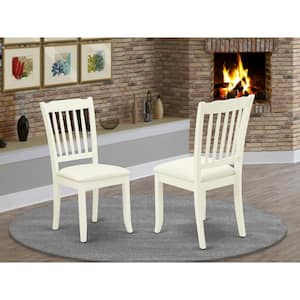 Linen White Linen Fabric Upholstered Wood Chairs With Cushion, (Set of 2)