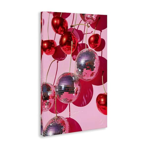 Cherry Disco Fruits by LSR Design Studio Unframed Abstract Graphic Art Print 24 in. x 16 in.