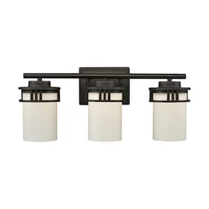 Ravendale 3-Light Oil Rubbed Bronze With Opal White Glass Bath Light