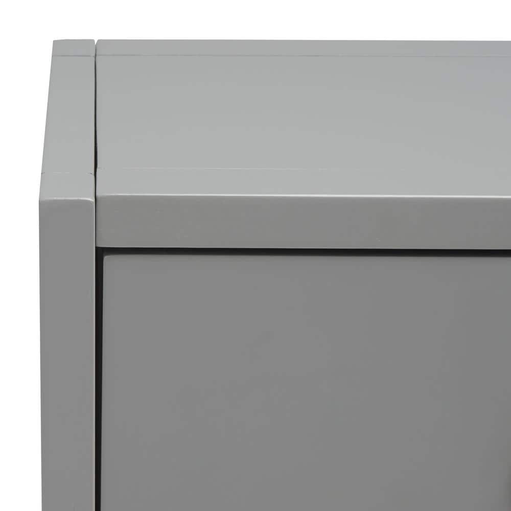 Amish Gray Matte Finish Console Table with Dual Storage Drawers
