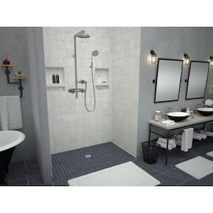 Redi Free 35 in. x 60 in. Barrier Free Shower Base with Center Drain and Polished Chrome Drain Plate