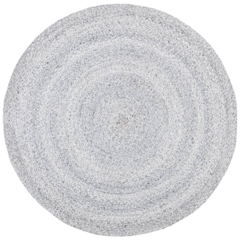 SAFAVIEH Cape Cod Gray 3 ft. x 3 ft. Braided Solid Color Round Area Rug ...