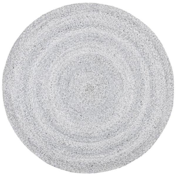 SAFAVIEH Cape Cod Gray Doormat 3 ft. x 3 ft. Braided Solid Color Round Area Rug