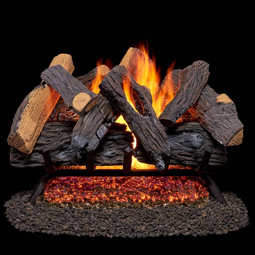 24 in. 55,000 BTU Vented Heartland Oak Natural Gas Fireplace Log Set with R