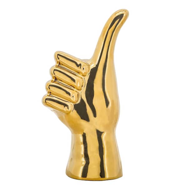 Sagebrook Home Gold 4 in. x 9 in. Ceramic Thumbs Up Sculpture