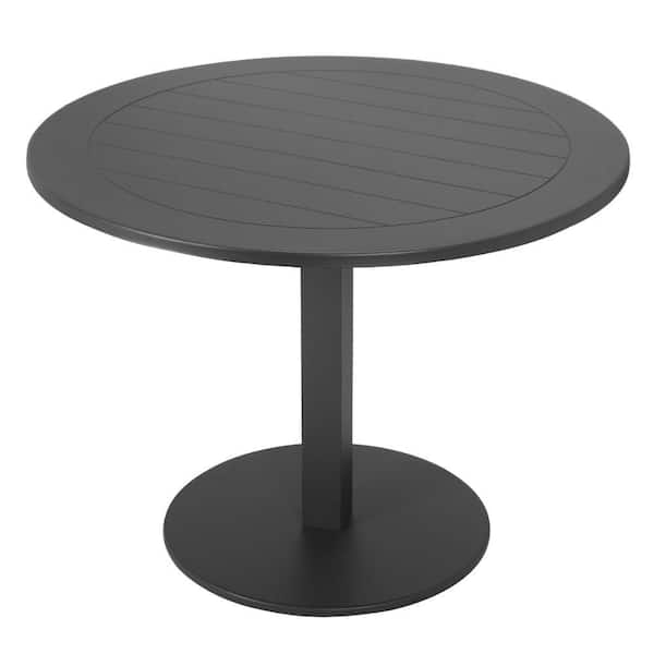 Benjara 35 in. Gray Wood Top 4 Legs Dining Table Aluminum Frame and Foldable Design Seats 4