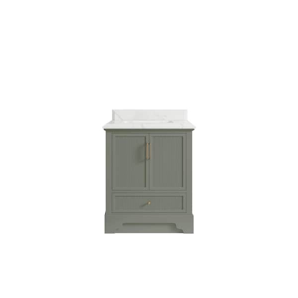 Willow Collections Alys 30 in. W x 22 in. D x 36 in. H Single Sink Bath Vanity Center in Evergreen with 1.5" Calacatta Laza Top