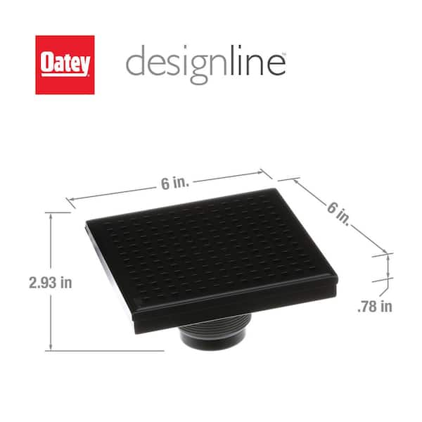 Designline 6 in. x 6 in. Stainless Steel Square Shower Drain with Square Pattern Drain Cover in Matte Black