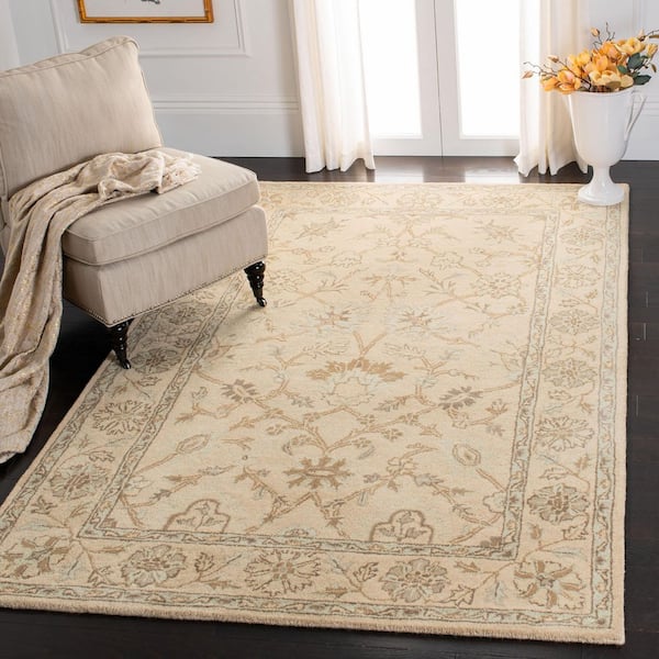 Wyndham 4 ft. x 6 ft. Light Gold Floral Oriental Area Rug