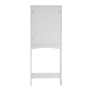 23 in. W x 61 in. H x 9 in. D Matte White MDF Bathroom Over-the-Toilet Storage with 3-Shelves, 1-Cabinet and 2-Doors
