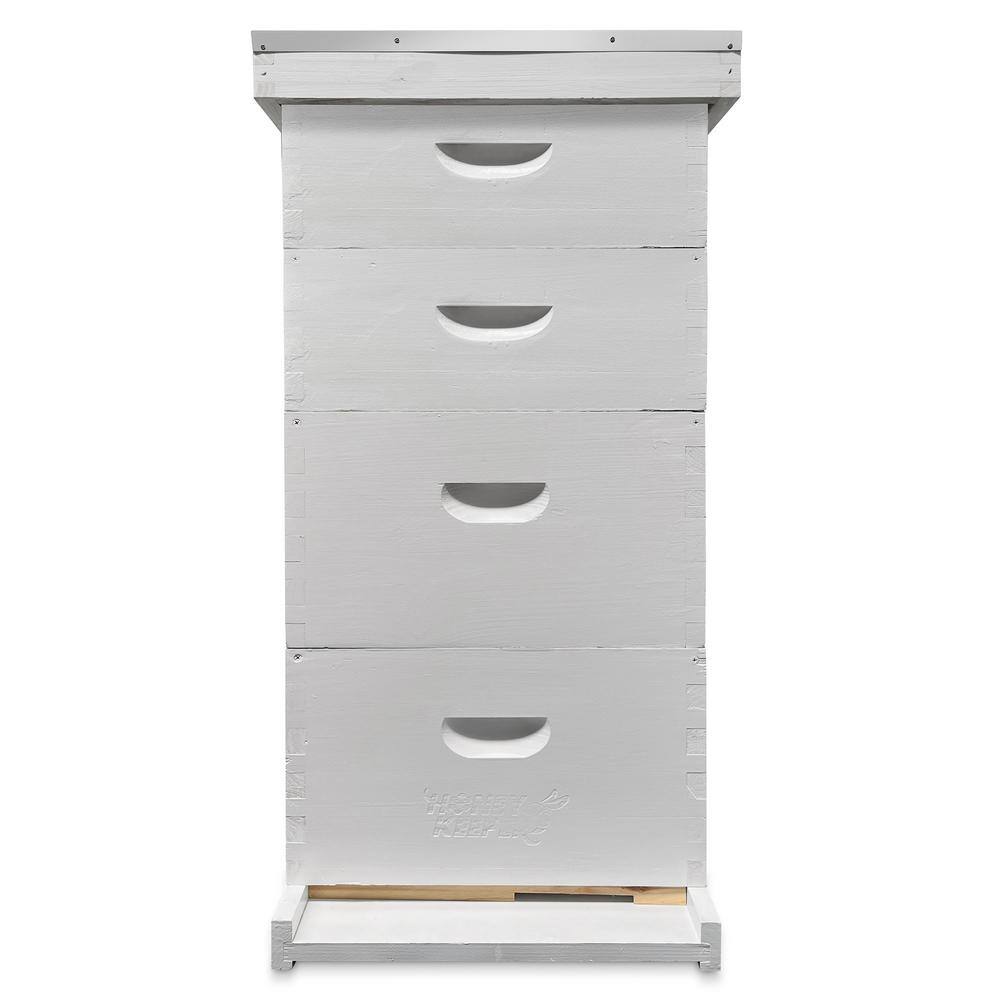 White Wooden Beehive Kit with Deep Brood Boxes and Medium Supers