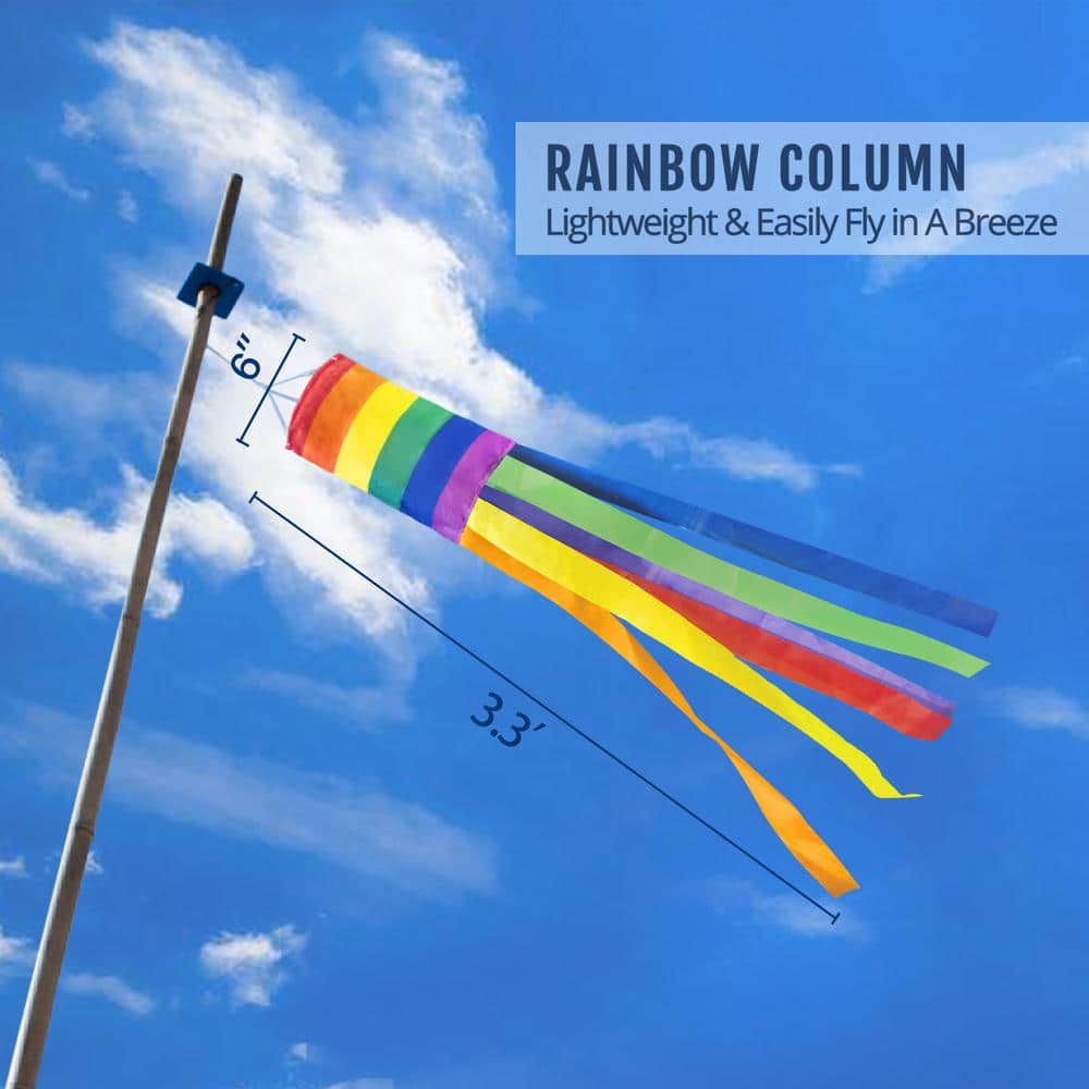 40 Inch Rainbow Column Windsock Flag with Long Tails