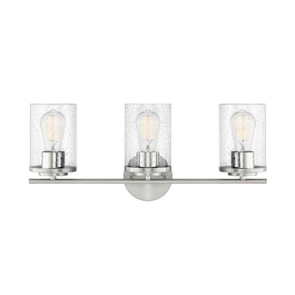 Savoy House Marshall 22 in. W x 9.5 in. H 3-Light Polished Chrome Bathroom Vanity Light with Clear Glass Shades