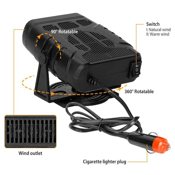 12V Car Heater, 200W 2 in 1 Portable Car Fans with Heating