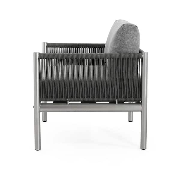 Noble House Patio Silver Aluminum Frame Outdoor Lounge Chair