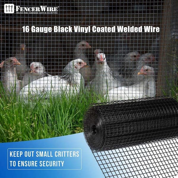 Fencer Wire 5 ft. x 50 ft. 16-Gauge Black PVC Coated Welded Wire 