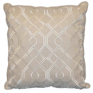 Geo Ivory Geometric Polyester 18 in. x 18 in. Throw Pillow