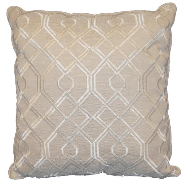 Harper Lane Geo Ivory Geometric Polyester 18 in. x 18 in. Throw Pillow