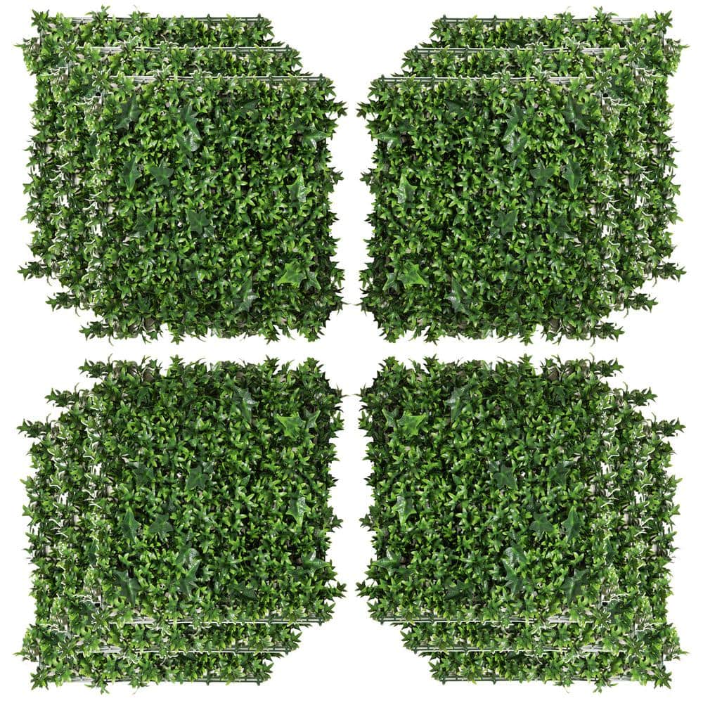 12-Pieces 20 in. H Green Boxwood Artificial Grass Wall Decor with UV Protec