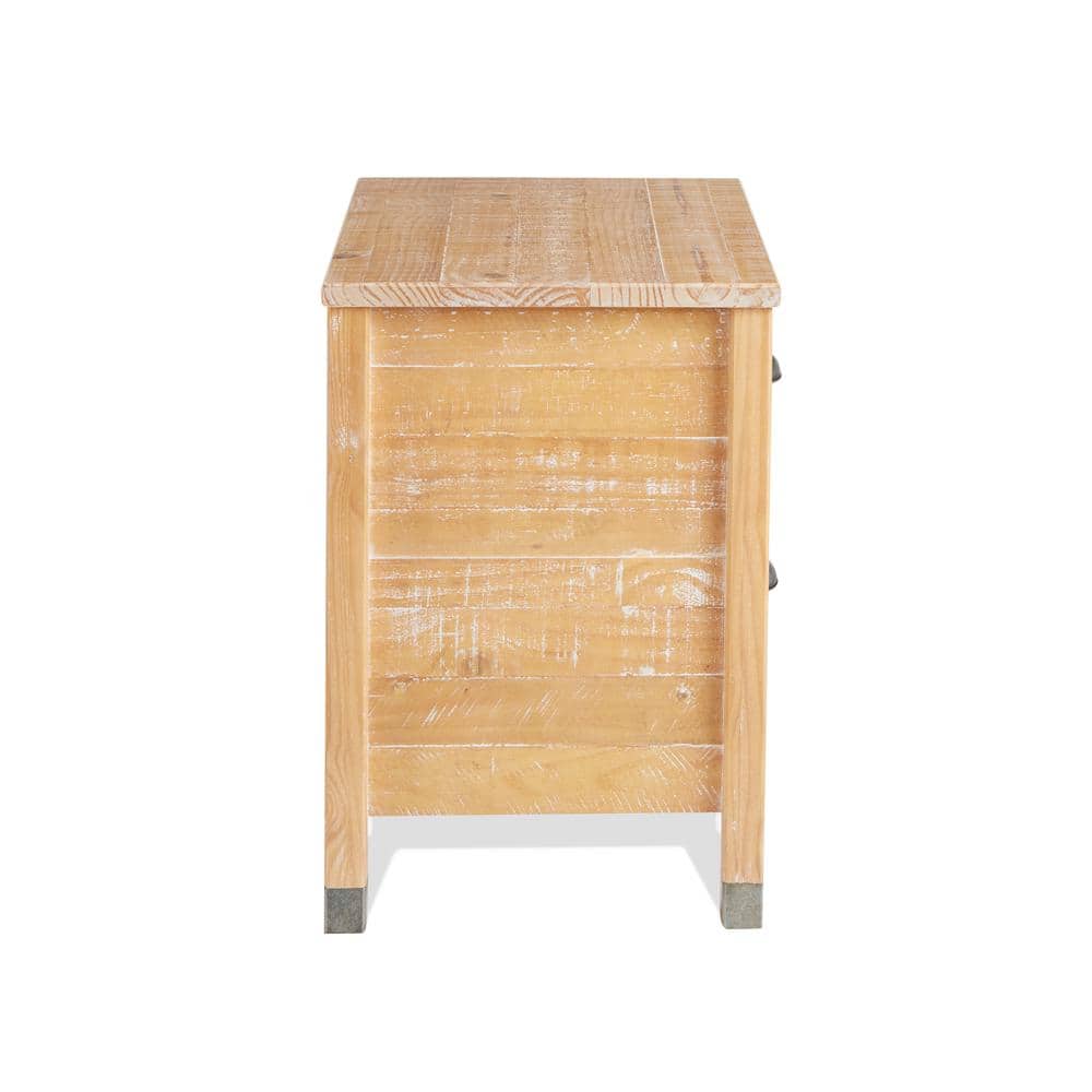 Baja Elegance 2-Drawer Barnwood Nightstand with Steel Accents