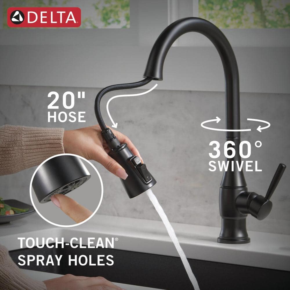 Matte Black Pull-Down Kitchen Faucet with Soap Dispenser