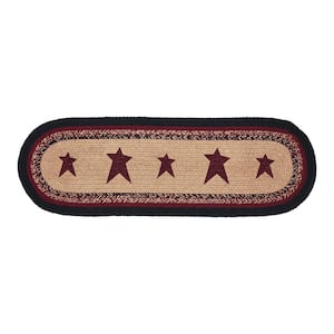 Connell 8 in. W x 24 in. L Burgundy Geometric Stars Cotton Blend Oval Table Runner