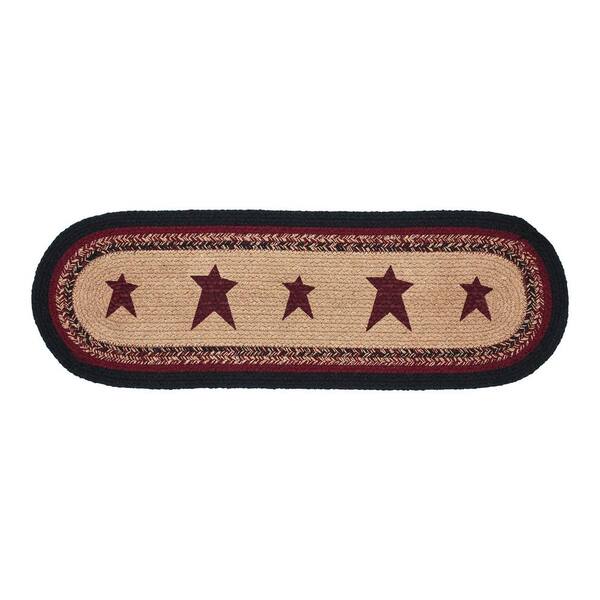 VHC Brands Connell 8 in. W x 24 in. L Burgundy Geometric Stars Cotton Blend Oval Table Runner
