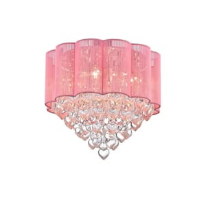 18 in. 4-Light Eos Indoor Pink Finish Flush Mount Ceiling Light